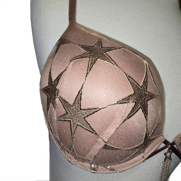 🆕Victoria's Secret Rose Gold Starstruck Bombshell, Garter & Thong - 32D/XS-S/S - Picture 4 of 16